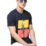 Reliable Blue Cotton Blend Printed Round Neck Tees For Men