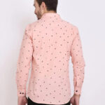 FEBIA Mens Cottonblend Polka Print Fullsleeve Shirt