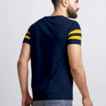 AUSK Men's Regular Round Neck Half Sleeves T-Shirts (Color:Blue & Yellow-Size:Large)