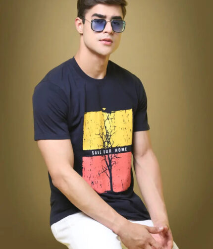 Reliable Cotton Blend Printed Round Neck Tshirt For Men