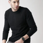 Stylish Black Solid Cotton Round Neck T-shirt For Men