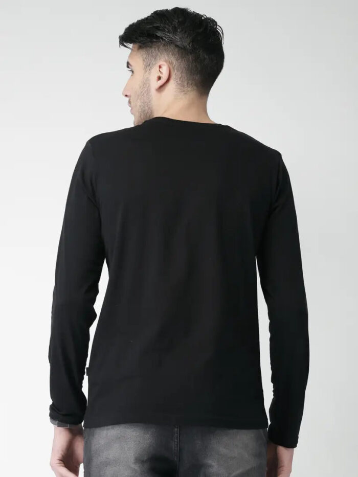 1597663496264_1_23_LCfullblk2-originnm80prcnt Stylish Black Solid Cotton Round Neck T-shirt For Men