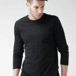 Stylish Black Solid Cotton Round Neck T-shirt For Men