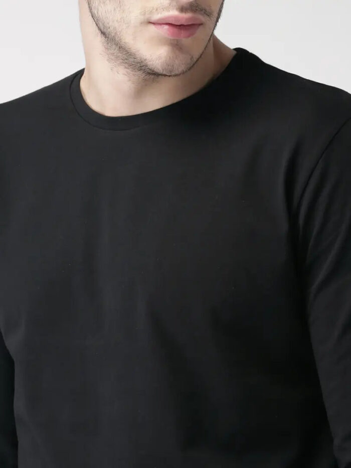 1597663496706_1_25_LCfullblk4-originnm80prcnt Stylish Black Solid Cotton Round Neck T-shirt For Men