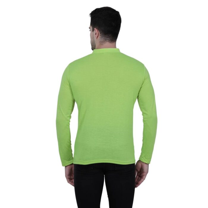 Elegant Green Solid Polycotton Henley Tees For Men