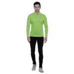 Elegant Green Solid Polycotton Henley Tees For Men
