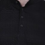 Men's Black Polycotton Solid Henley Tees
