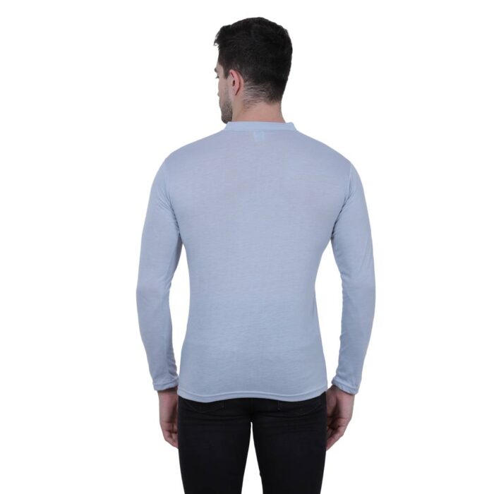 Men's Grey Polycotton Solid Henley Tees