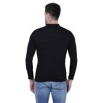 Men's Black Polycotton Solid Henley Tees