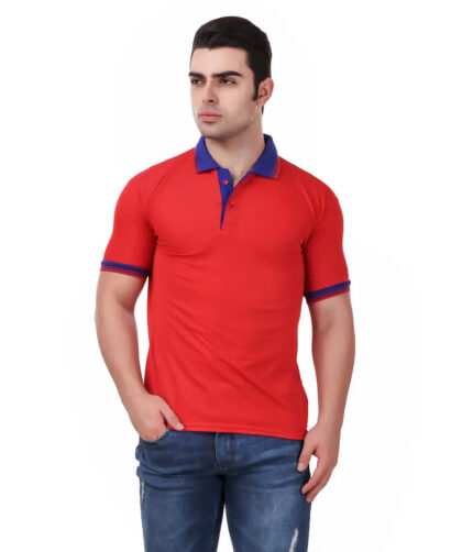 Red Slim Fit Polo Neck T-Shirt