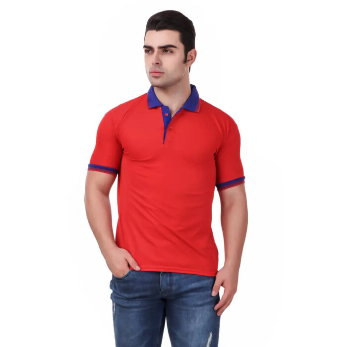 Red Slim Fit Polo Neck T-Shirt