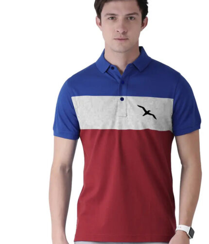 Men's Multicoloured Cotton Blend Striped Polos T-Shirt