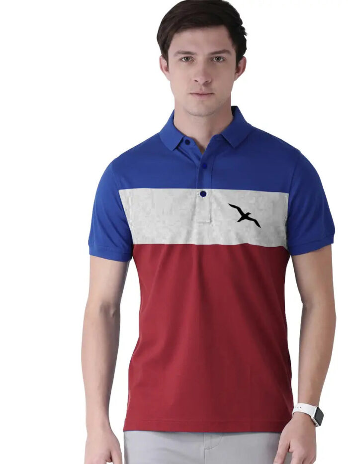 Men's Multicoloured Cotton Blend Striped Polos T-Shirt