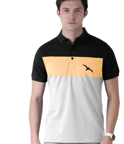 Men's Multicoloured Cotton Blend Striped Polos T-Shirt