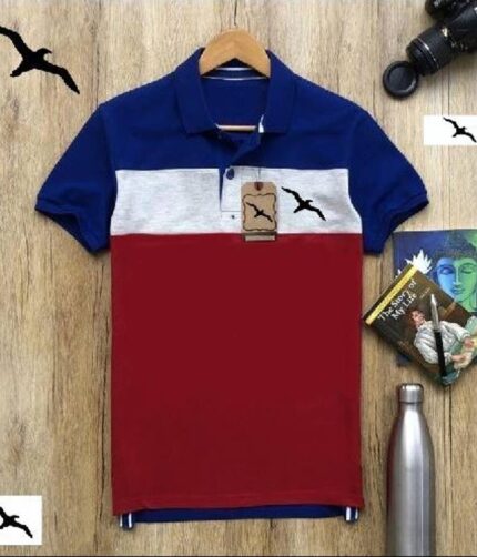 Men's Multicoloured Cotton Blend Striped Polos T-Shirt