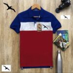 Men's Multicoloured Cotton Blend Striped Polos T-Shirt