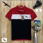 Men's Multicoloured Cotton Blend Striped Polos T-Shirt