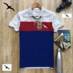 Men's Multicoloured Cotton Blend Striped Polos T-Shirt