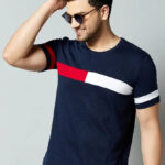 Trendy Navy Blue mens colour block t-shirt