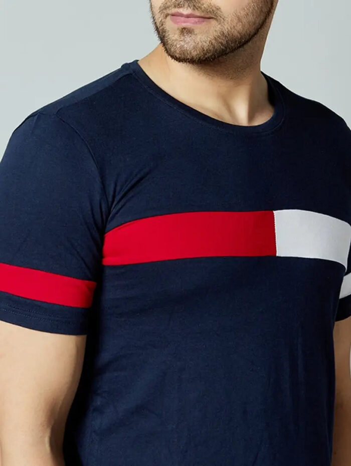 Trendy Navy Blue mens colour block t-shirt