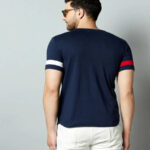 Trendy Navy Blue mens colour block t-shirt