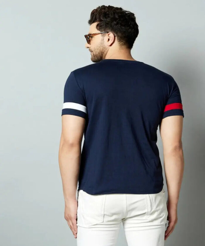 Trendy Navy Blue mens colour block t-shirt