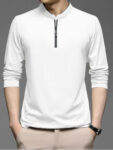 Mandarian collar Full sleeves T shirt with Zip closure