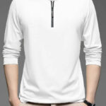 Mandarian collar Full sleeves T shirt with Zip closure