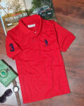 Elegant Red Cotton Blend Printed Polos For Men