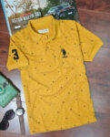Elegant Yellow Cotton Blend Printed Polos For Men