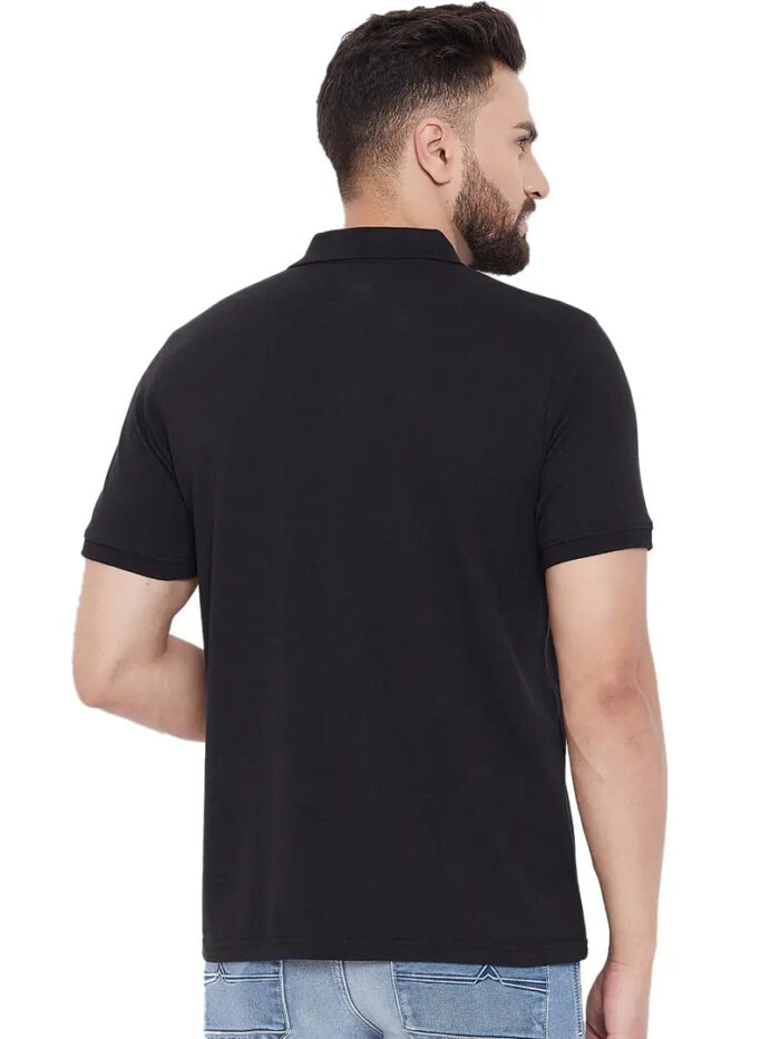 BLACK POLO NECK TSHIRTS IN  COTTON POLY FABRIC