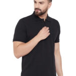 BLACK POLO NECK TSHIRTS IN COTTON POLY FABRIC
