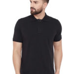 BLACK POLO NECK TSHIRTS IN COTTON POLY FABRIC
