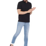BLACK POLO NECK TSHIRTS IN COTTON POLY FABRIC