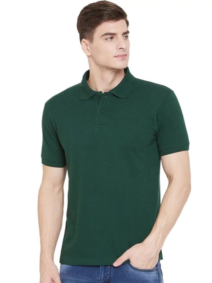 1653546775606_137_24_bottlegreen1-originnm80prcnt BOTTLEGREEN POLO NECK TSHIRTS IN COTTON POLY FABRIC