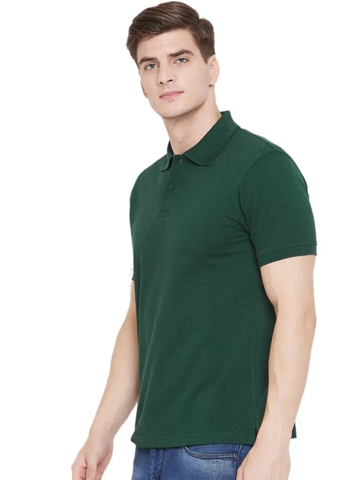 1653546778290_137_22_bottlegreen2-originnm80prcnt BOTTLEGREEN POLO NECK TSHIRTS IN COTTON POLY FABRIC