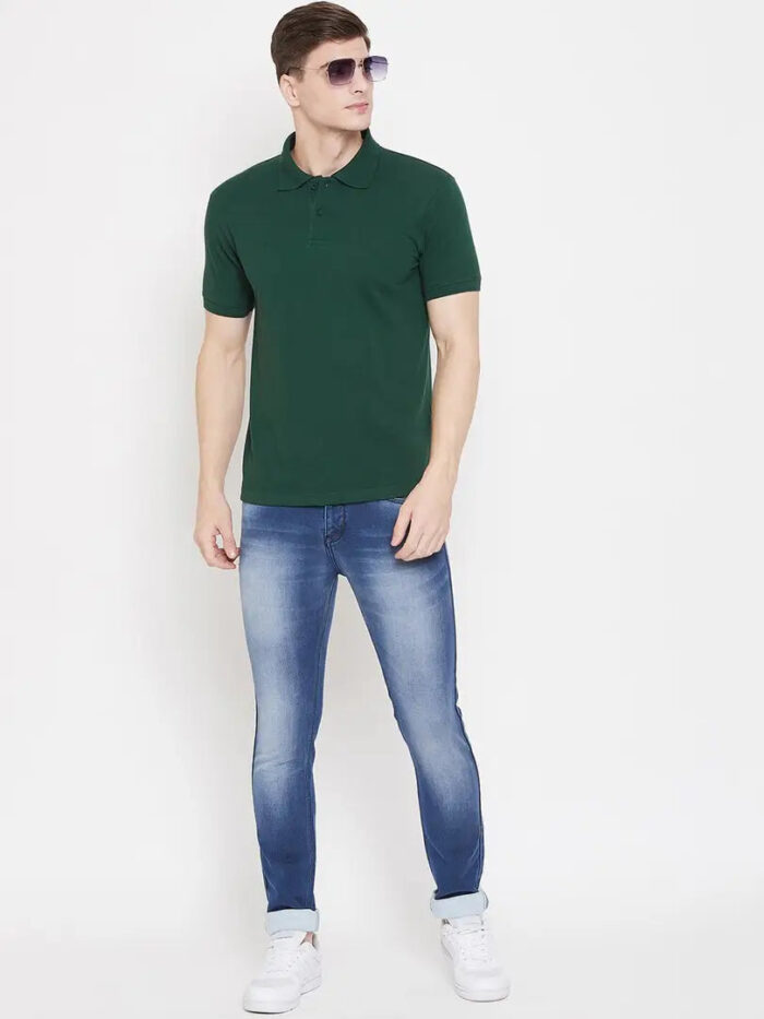 1653546781257_137_21_bottlegreen-originnm80prcnt BOTTLEGREEN POLO NECK TSHIRTS IN COTTON POLY FABRIC