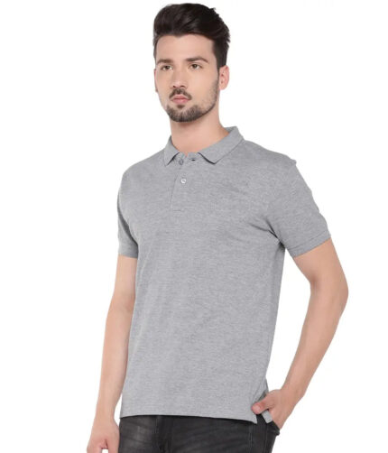 GREY POLO NECK TSHIRTS IN COTTON POLY FABRIC