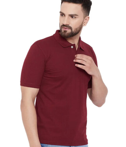 MAROON POLO NECK TSHIRTS IN COTTON POLY FABRIC