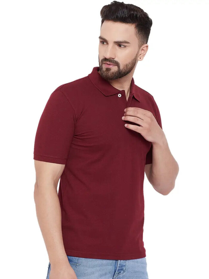 MAROON POLO NECK TSHIRTS IN  COTTON POLY FABRIC