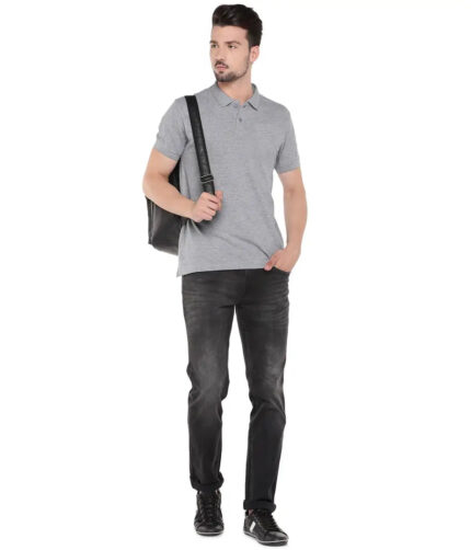 GREY POLO NECK TSHIRTS IN COTTON POLY FABRIC