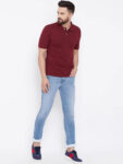 MAROON POLO NECK TSHIRTS IN COTTON POLY FABRIC