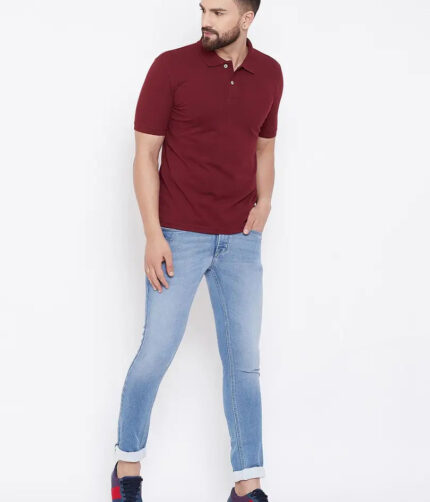 MAROON POLO NECK TSHIRTS IN COTTON POLY FABRIC