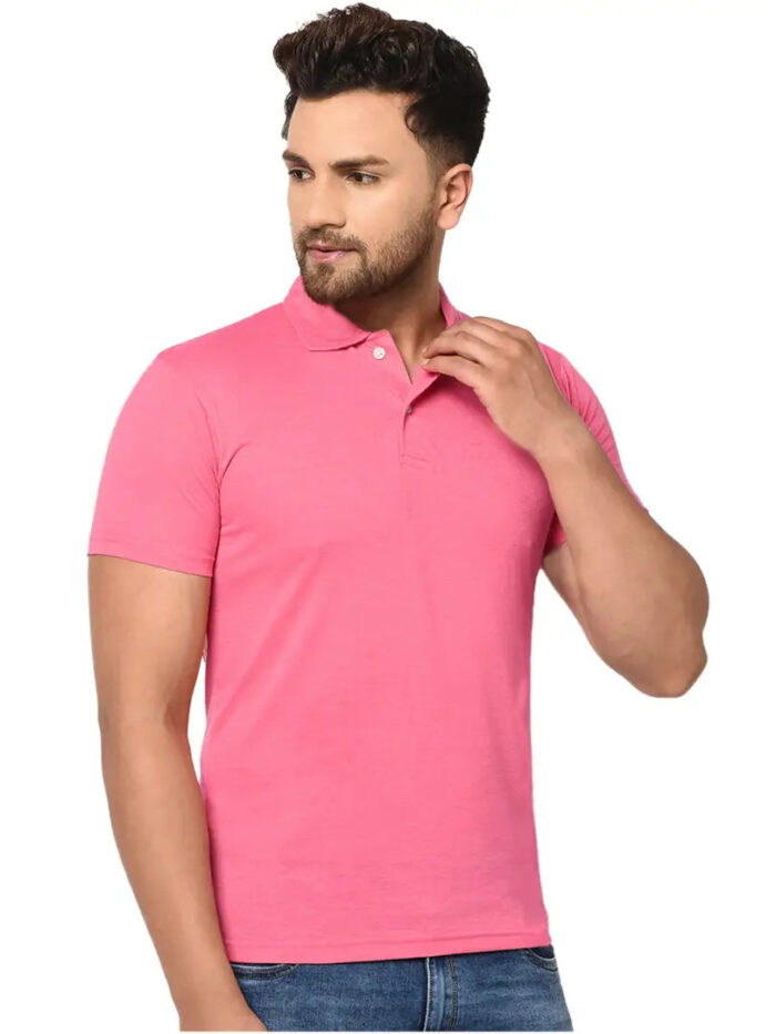 PINK POLO NECK TSHIRTS IN  COTTON POLY FABRIC