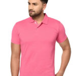 PINK POLO NECK TSHIRTS IN COTTON POLY FABRIC