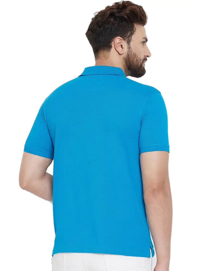 SKY BLUE POLO NECK TSHIRTS IN  COTTON POLY FABRIC