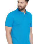 SKY BLUE POLO NECK TSHIRTS IN  COTTON POLY FABRIC