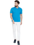 SKY BLUE POLO NECK TSHIRTS IN  COTTON POLY FABRIC