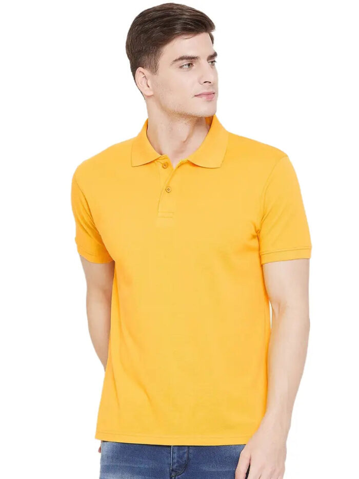 YELLOW POLO NECK TSHIRTS IN  COTTON POLY FABRIC