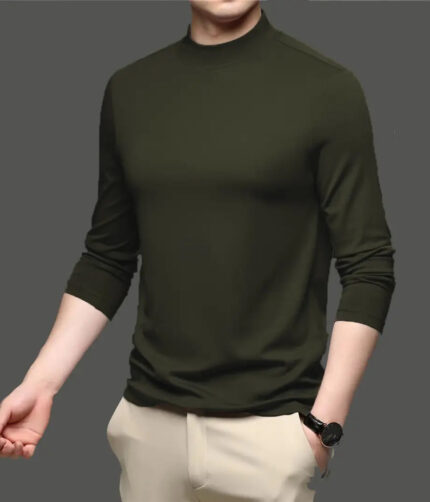 Lime Men's full sleeves turtle neck/high neck t shirt